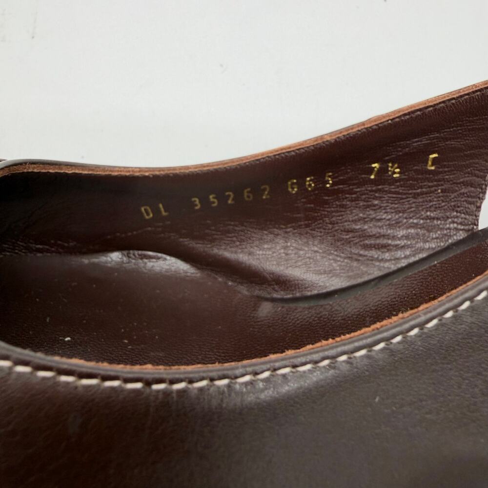 Salvatore Ferragamo Acribia Slingback Kitten Heels Chocolate Brown Gold 7.5 - Picture 2 of 8